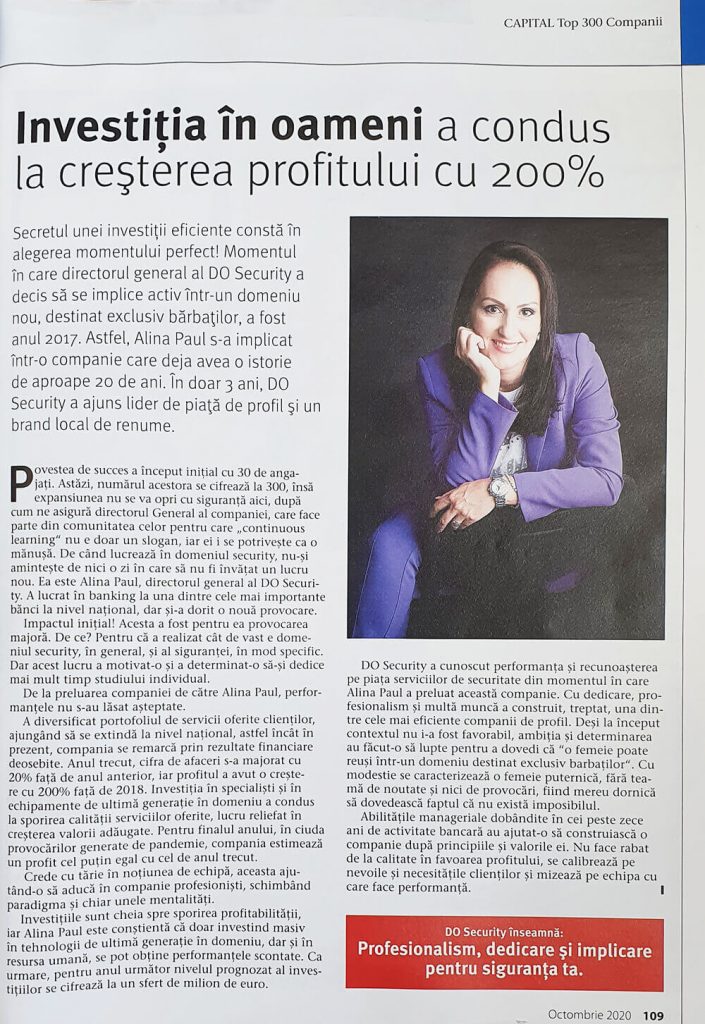 Interviu Alina Paul, revista CAPITAL Top 300