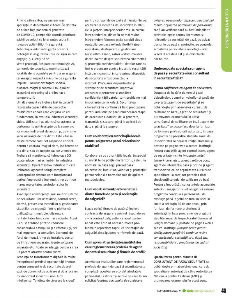 Interviu Alina PAUL CEO DO SECURITY pentru Club Antreprenor
